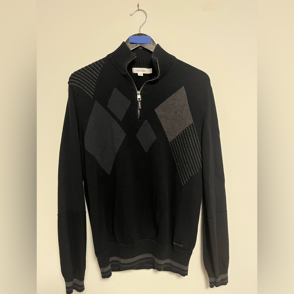 Calvin Klein Men's Zip-Up Sweater in Black and Gray